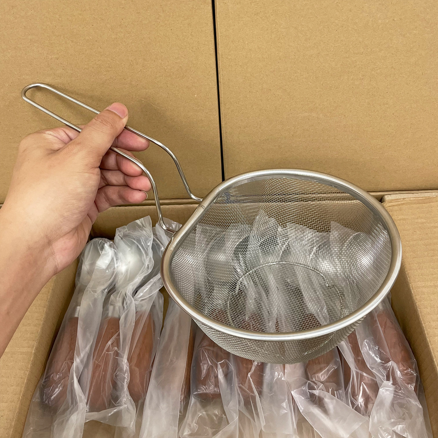 304不锈钢漏勺厨房捞面勺沥油勺细网油炸锅过滤网篮漏油沥水网筛