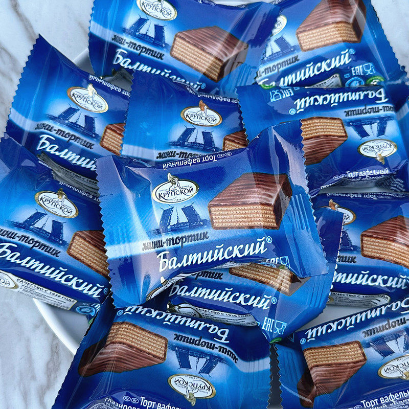 俄罗斯进口slavyanka威化饼干巧克力味夹心办公室零食年货小包装