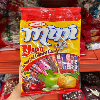 土耳其原装进口tayas爱比可迷你奶条形软糖零食糖果草莓樱桃橙子