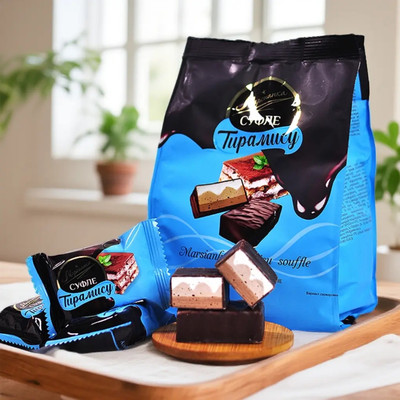 俄罗斯进口涅夫斯基牌提拉米苏味舒芙蕾夹心巧克力糖果零食下午茶