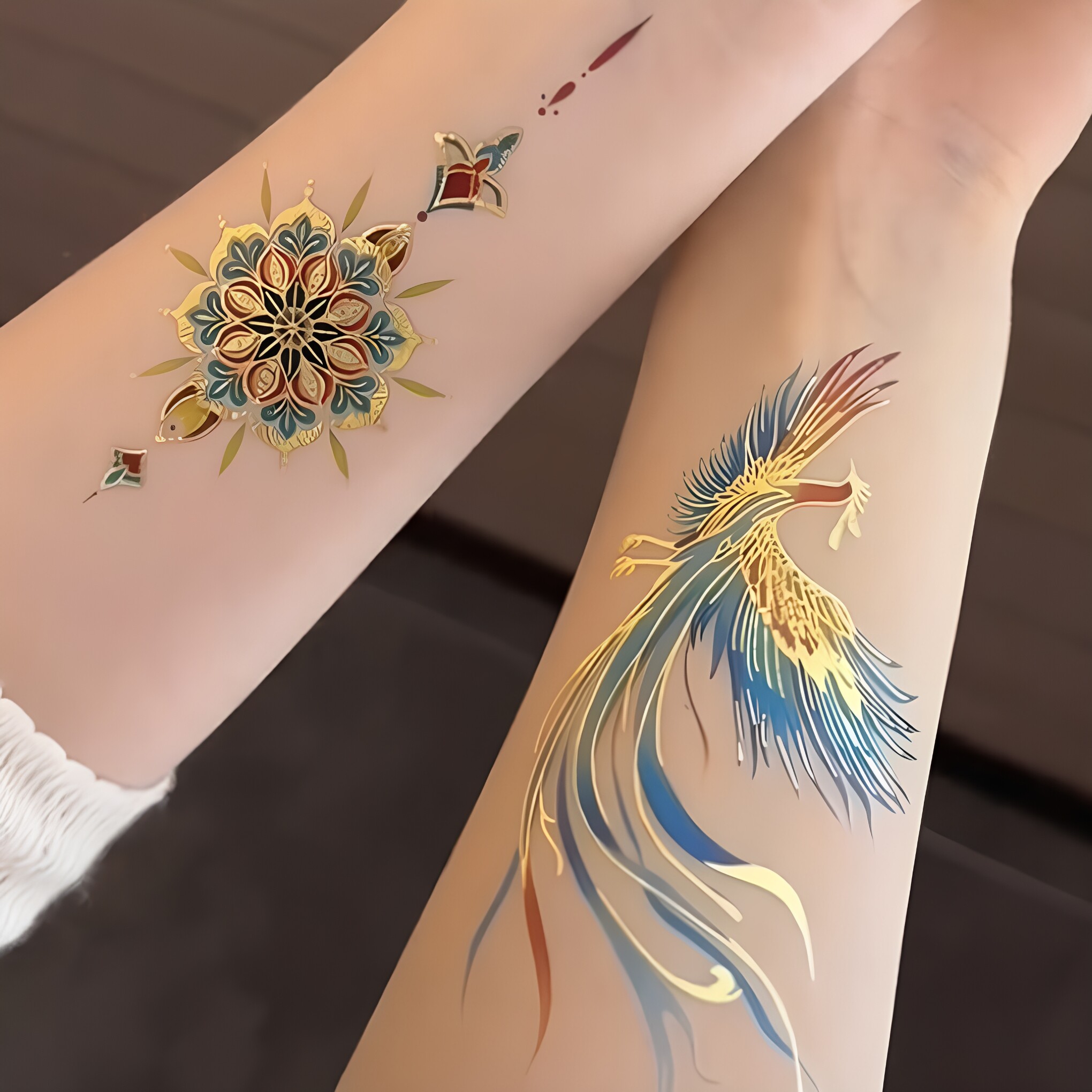 烫金纹身贴饰花钿生肖贴纸