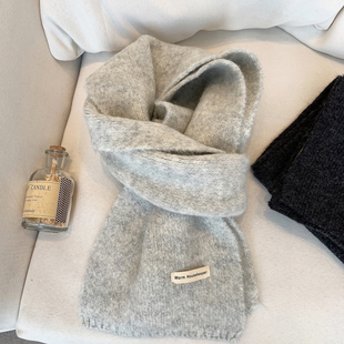 软糯羊毛针织围巾男女生2025秋冬季新款韩版时尚百搭保暖情侣围脖