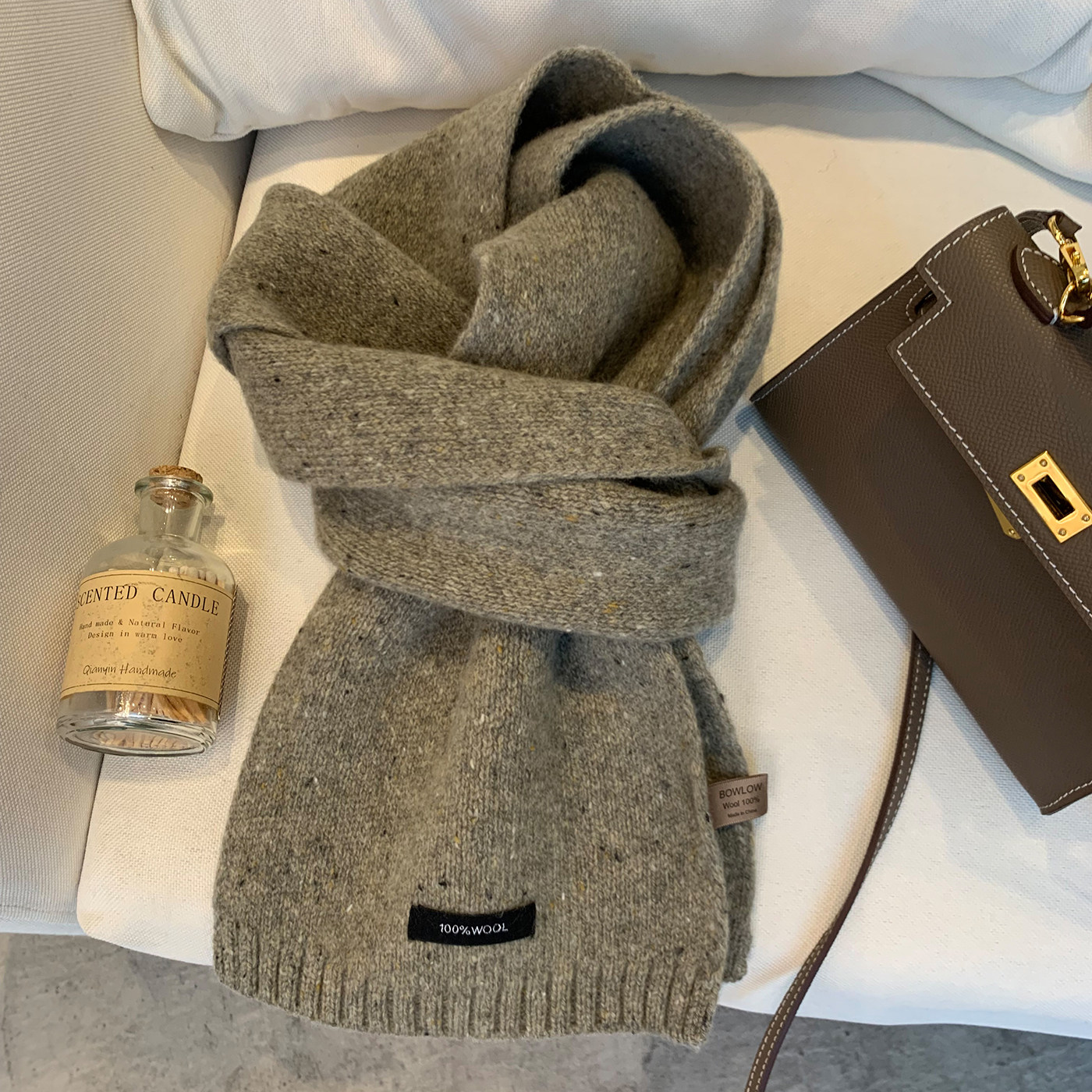 100%WOOL羊毛黑标彩点围巾女2025新款秋冬季百搭保暖情侣款围脖女