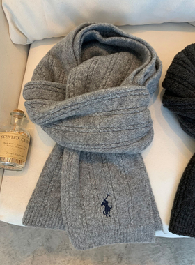 坑条羊毛混纺针织围巾女2025新款冬季时尚加宽加厚保暖情侣款围脖