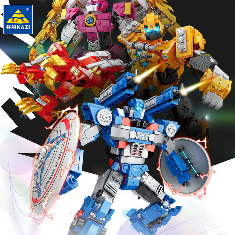 开智拼装积木12星座斗士变形机器人战神金刚组装模型拼插玩具礼物