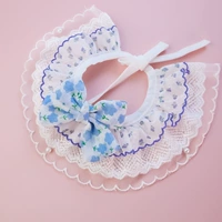 С бантиком, синий, в цветочек