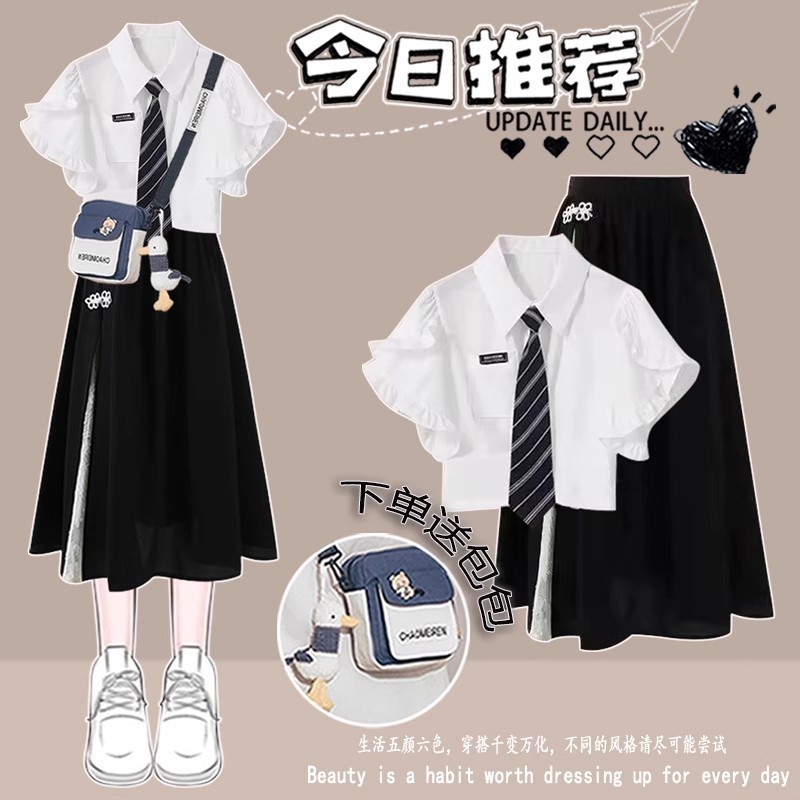 学院风JK制服套装裙子少女夏装2025新款初中高中学生新中式半身裙图片