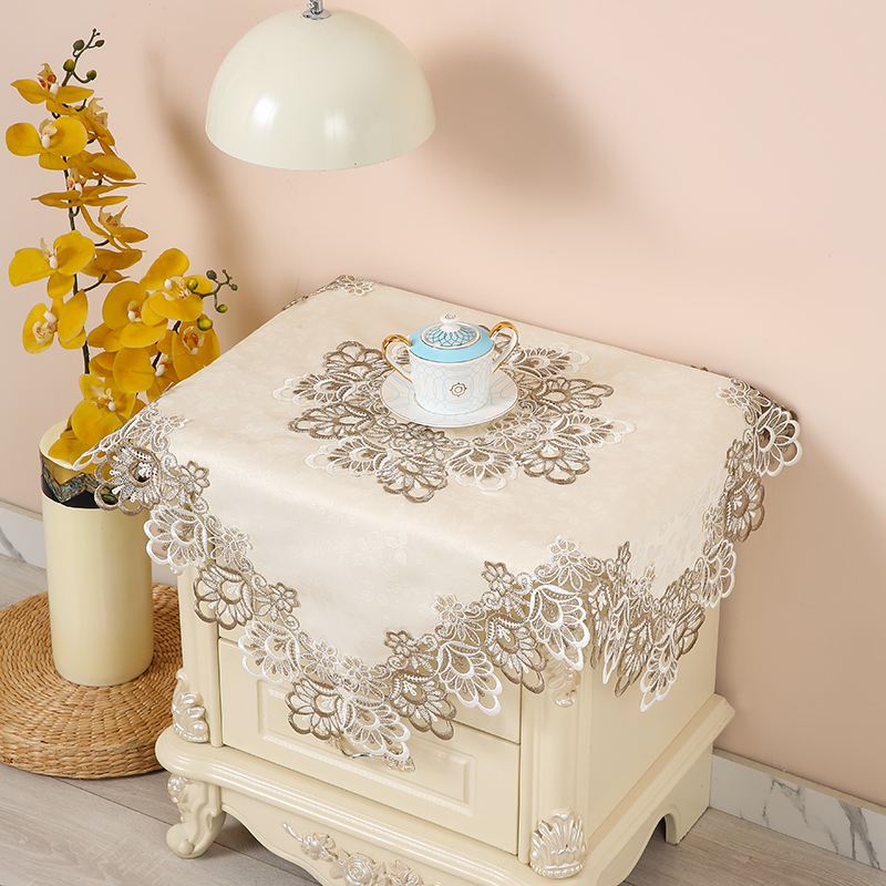 欧式蕾丝布艺床头柜盖布套罩简约现代网红遮盖布防尘罩多用空调罩