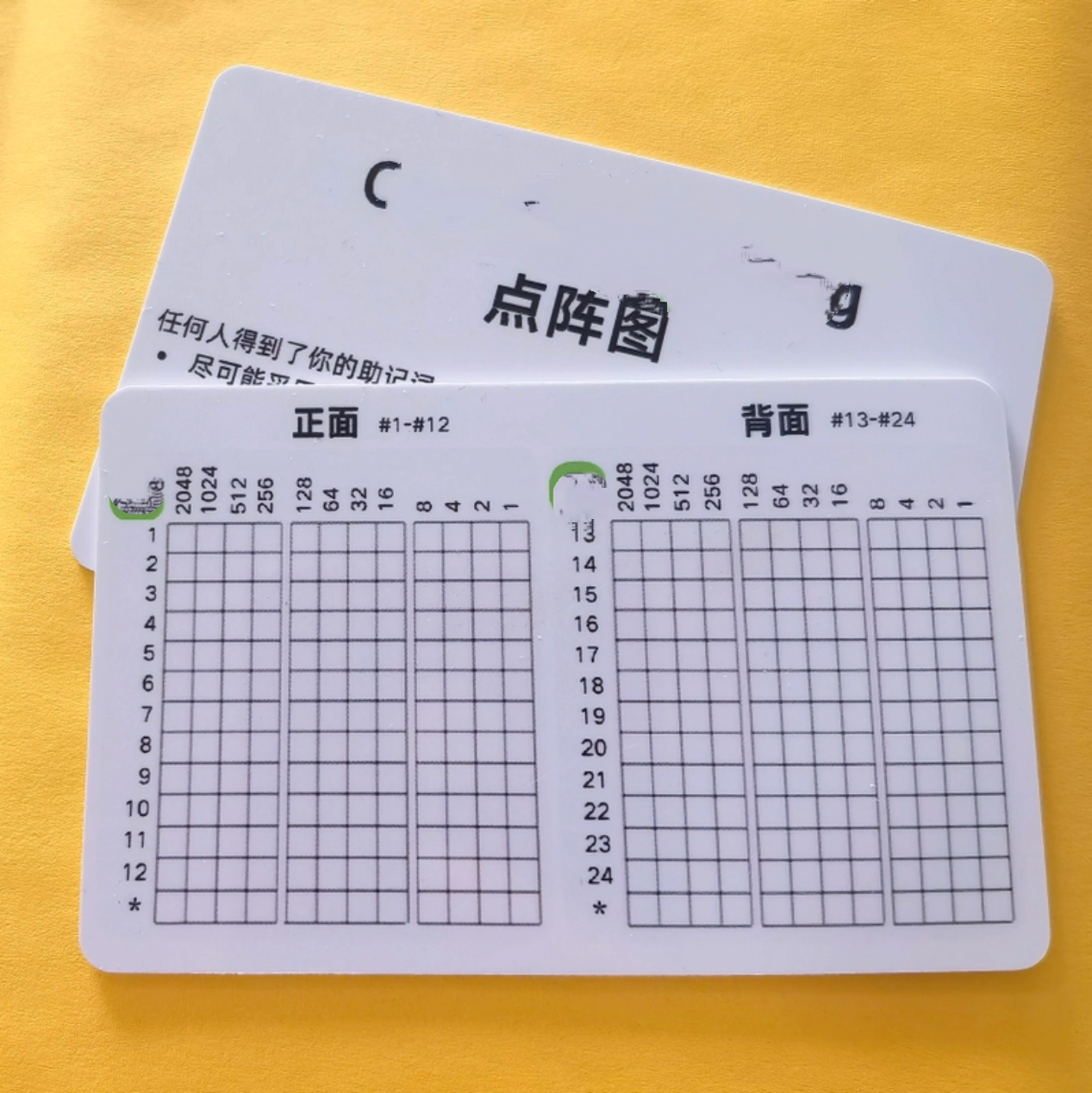点阵图卡 数字钱包 助记词 5张  PVC材质防水卡片