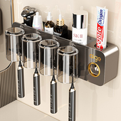 日本进口牙刷置物架壁挂式 免打孔卫生间漱口杯刷牙杯家庭牙膏架子