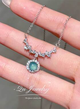 Qn Jewelry/天使之泪 天然危料高冰翡翠s925纯银项链A38