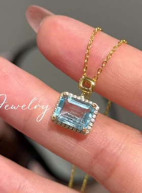 QnJewelry/ 海蓝宝香水瓶  天然海蓝宝s925纯银吊坠