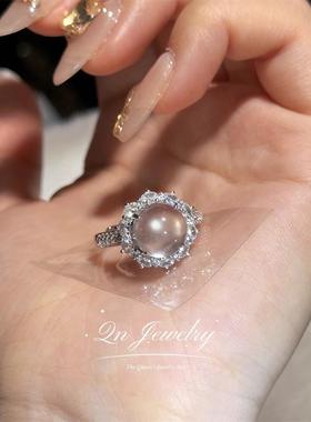 Qn Jewelry/弦月 水沫玉鸽子蛋 s925纯银天然水沫玉鸽子蛋戒指A11