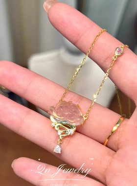 珐琅彩蛇与玫瑰纯银小众项链