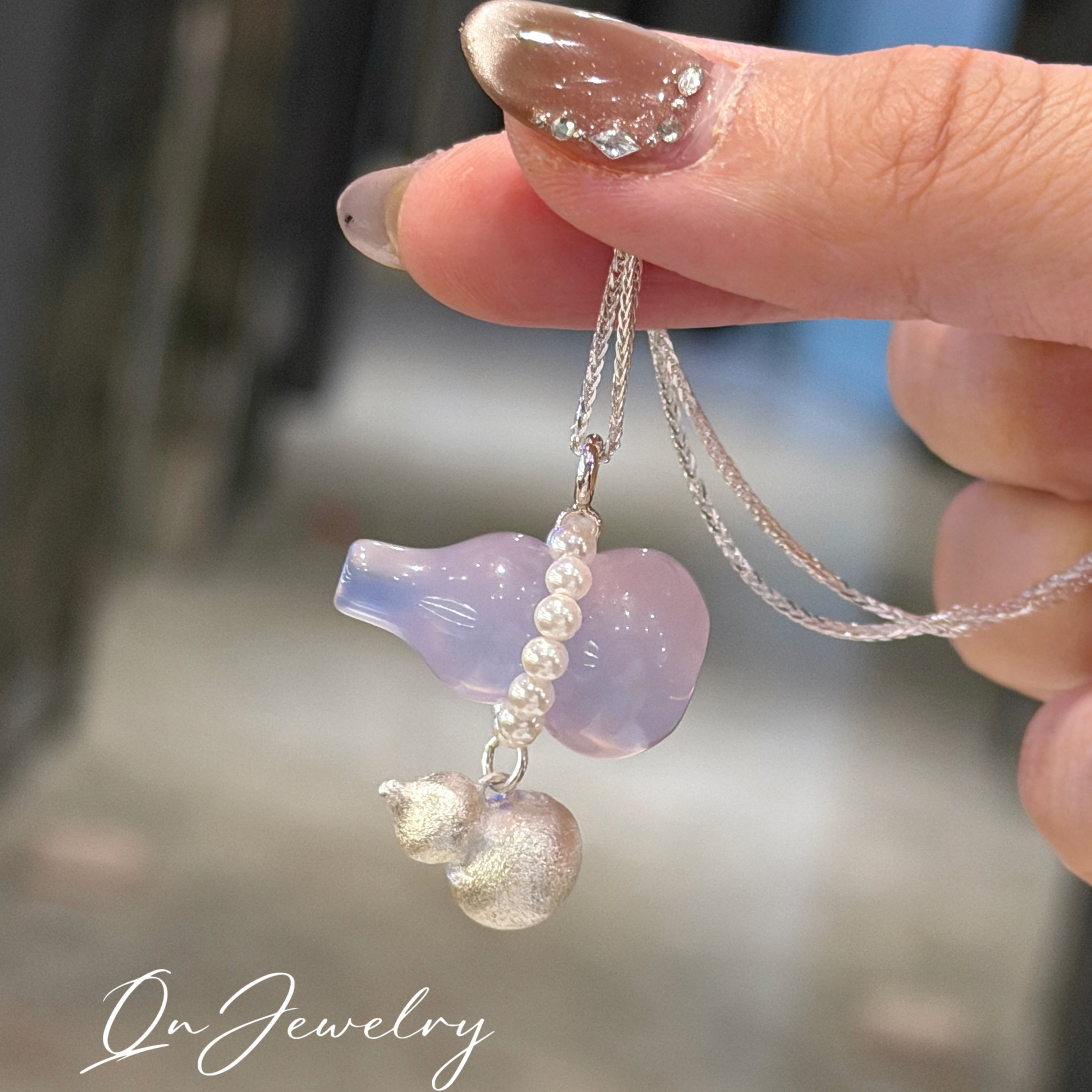 QnJewelry/葫芦崽崽 天然紫玉髓s925银项链 总长60cm