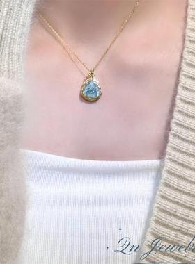 Qn Jewelry/Mini金尊佛公 纯银925可调节蓝水佛公项链A14