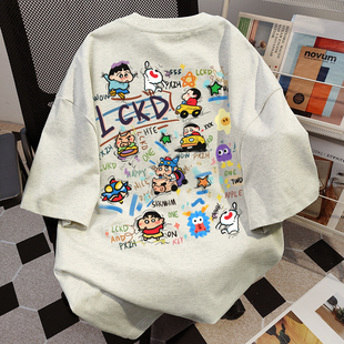 纯棉ins潮牌印花卡通短袖 休闲嘻哈百搭潮流ins上衣 T恤男女童夏季