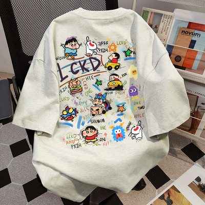 纯棉ins潮牌印花卡通短袖T恤