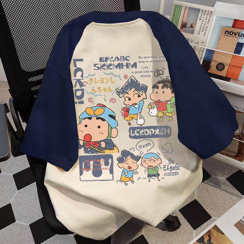 美式纯棉蜡笔小新印花短袖t恤女夏季宽松显瘦百搭校园风上衣服潮