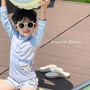 游泳衣套装 中小童防晒速干海边宝宝长袖 新款 男童泳衣分体2025夏季