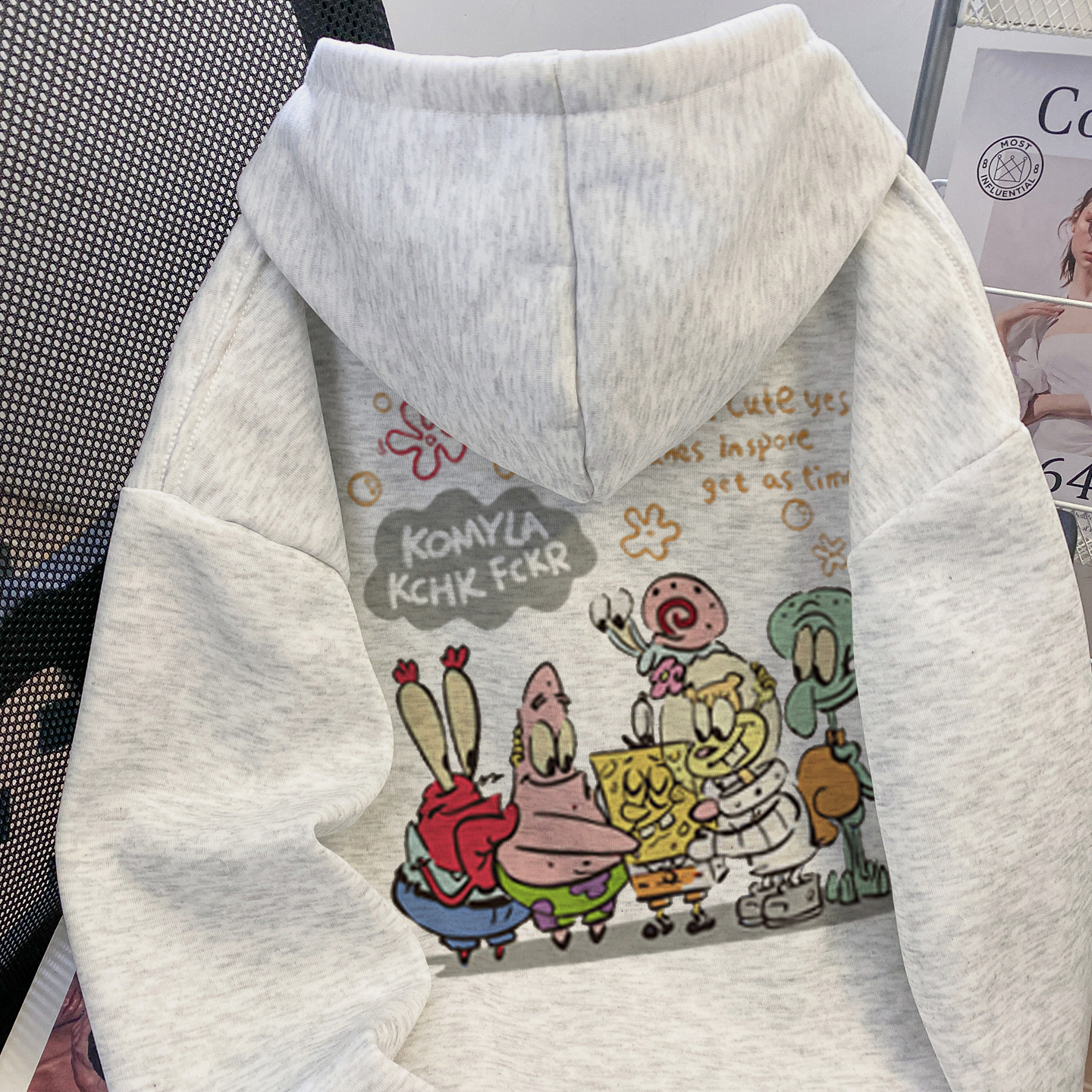 女童美式复古卡通连帽卫衣