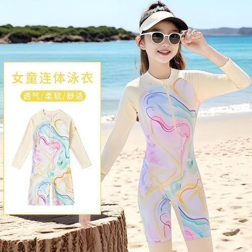 儿童泳衣女童浪花连体新款