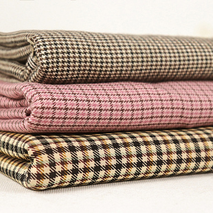 千鸟格布料西装裤子风衣垂坠服装面料桌布沙发工厂剩余格子布外贸