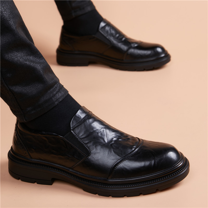 奥尔彼透气橡胶英伦休闲皮鞋