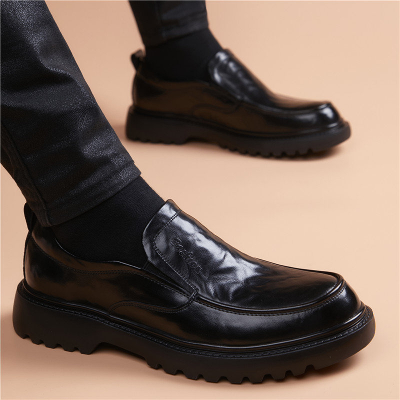 皮鞋男英伦商务黑色透气软皮