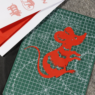 剪纸工具套装 初学者入门 中国风窗花红纸雕刻笔刀小剪刀垫板组合