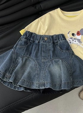 女童牛仔短裙夏季新款儿童百搭裙子夏装韩版中大童半身洋气鱼尾裙