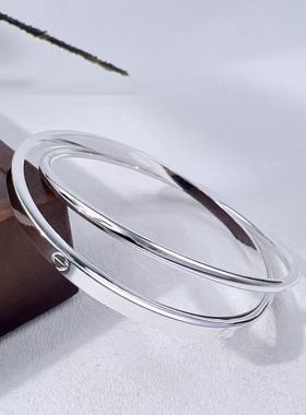 足银999.9银手镯双环卡家大气百搭送礼