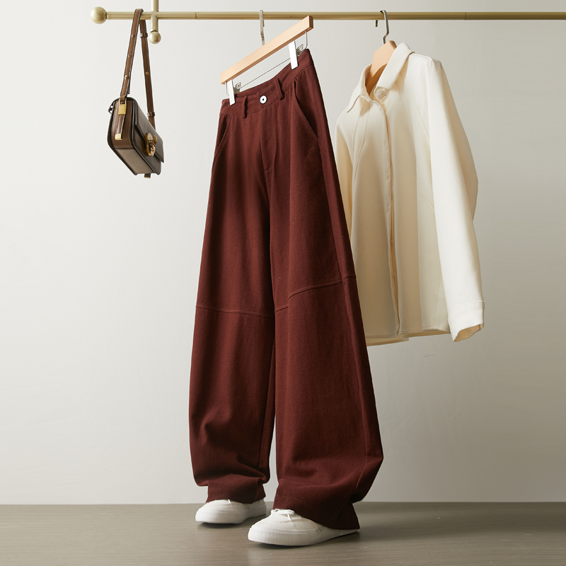 安格拉红宽松休闲香蕉裤女秋冬