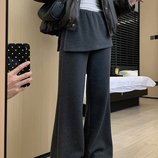 5755 设计感假两件屁帘微喇加绒休闲裤 伊嘉 Y.JIA