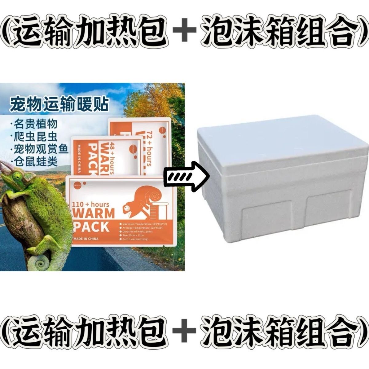 爬宠运输加热包组合泡沫箱纸箱专拍包邮保暖便宜泡沫箱