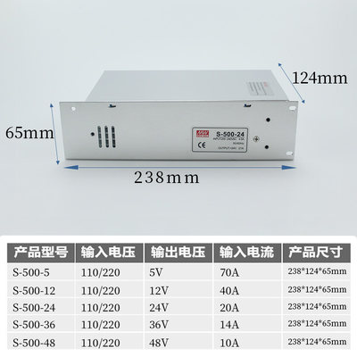 大功率500W600W开关电源220V转5V70A12V24V36V48V直流变压器