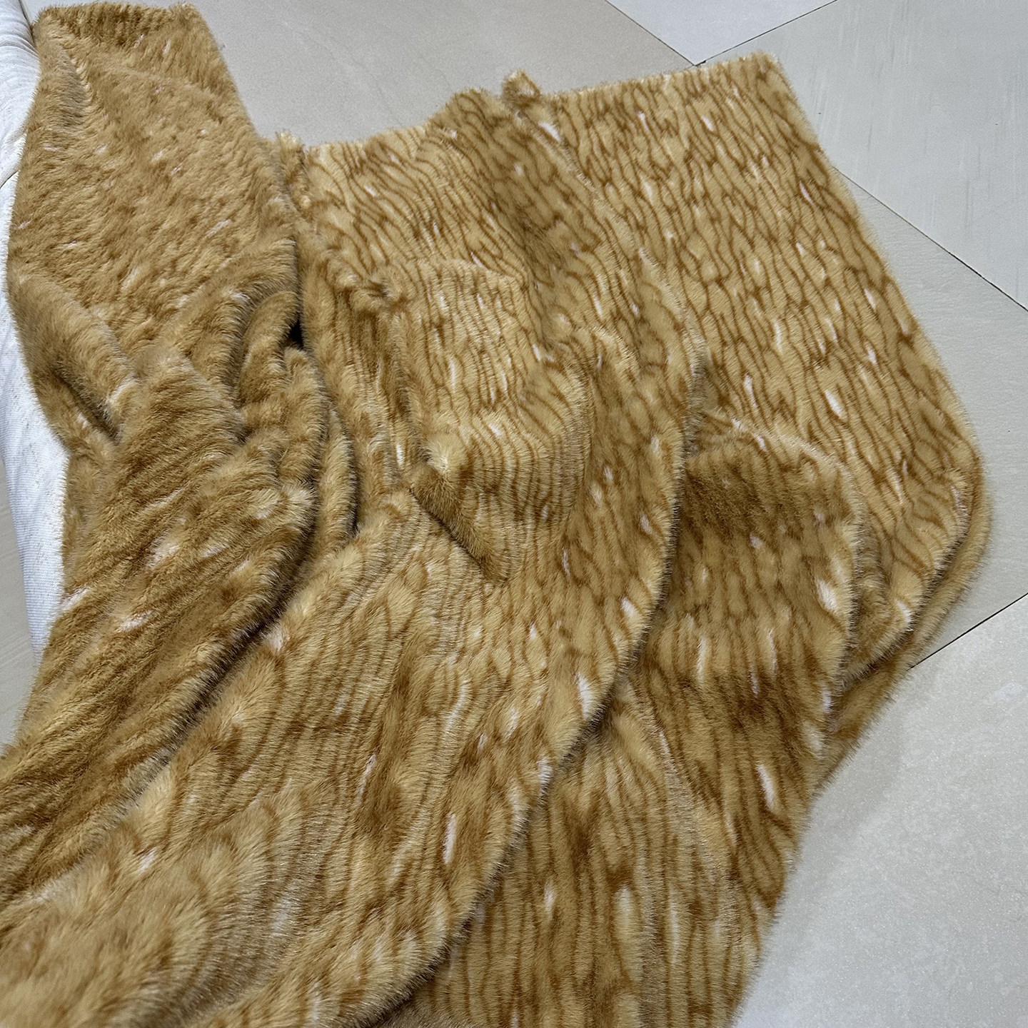 毛绒布料玩具玩偶手工diy面料兽装仿小金貂人造毛黄色猫纹毛毛布