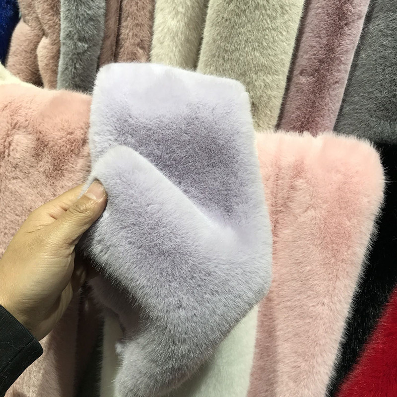 加厚仿水貂绒人造毛仿皮草皮毛一体服装面料绒毛布料毛绒布仿貂毛