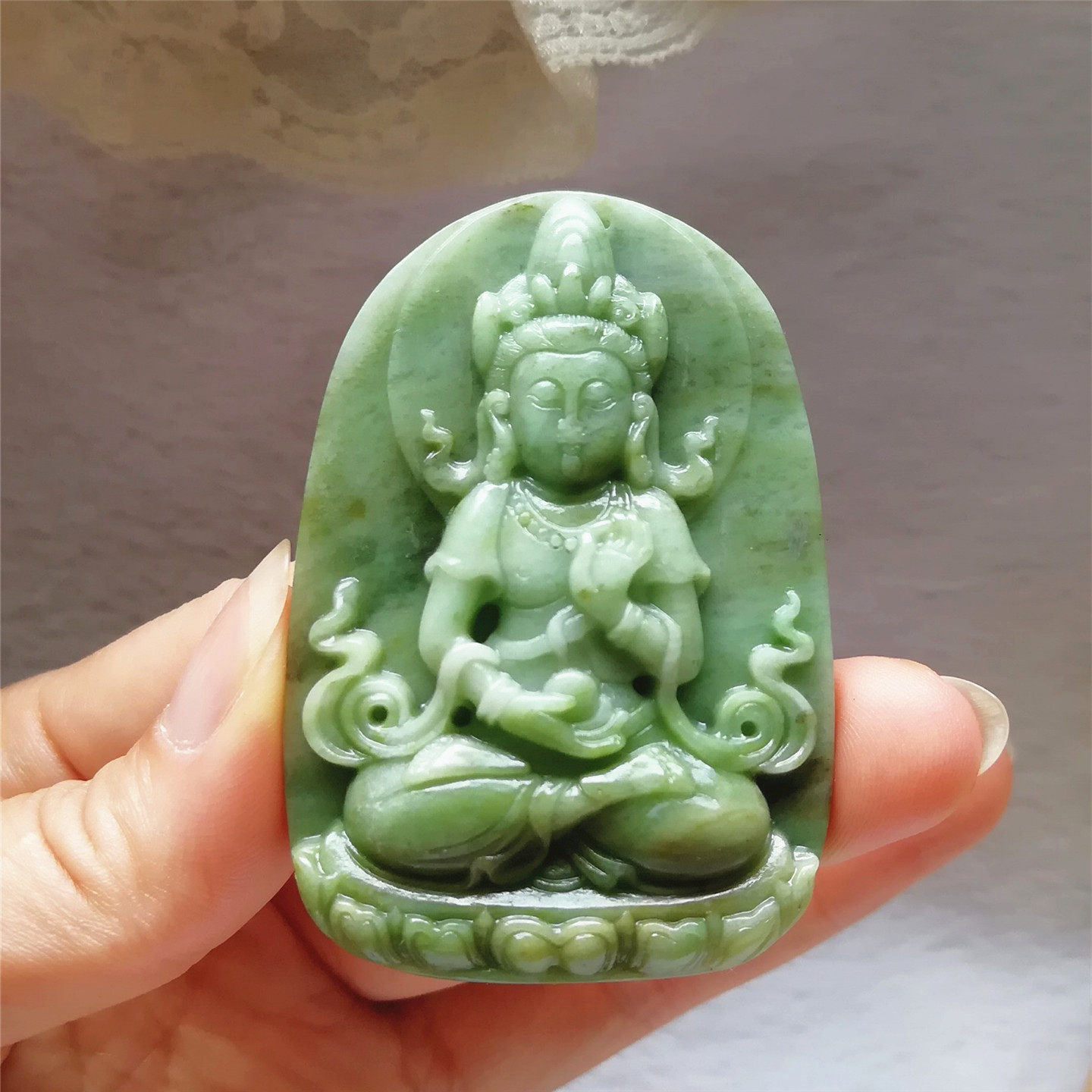 收藏天然玉石独山玉观音吊坠玉佩玉坠南阳玉独玉观音菩萨挂件孤品
