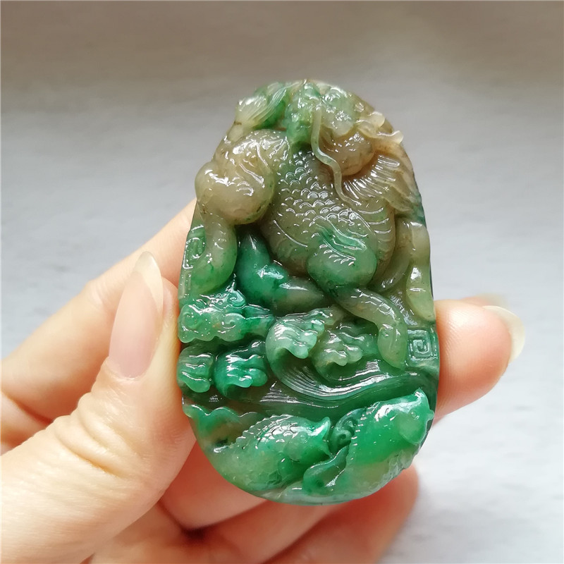 收藏天然玉石独山玉麒麟吊坠苏工独玉麒麟送福挂件神兽玉佩鱼送证