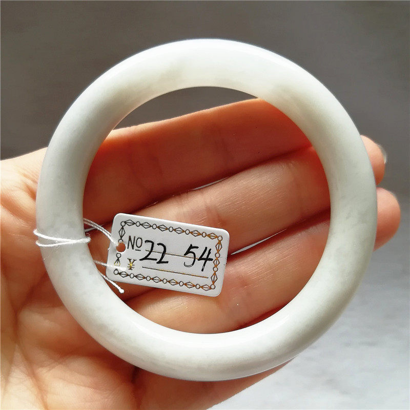 收藏天然独山玉镯子南阳独玉翡翠女圆条手镯子54MM白玉手镯子特价