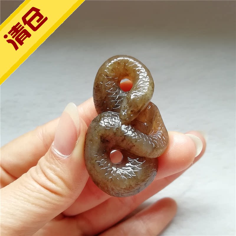 收藏天然玉石独山玉吊坠南阳玉独玉生肖蛇挂件平安玉佩玉坠项链秒