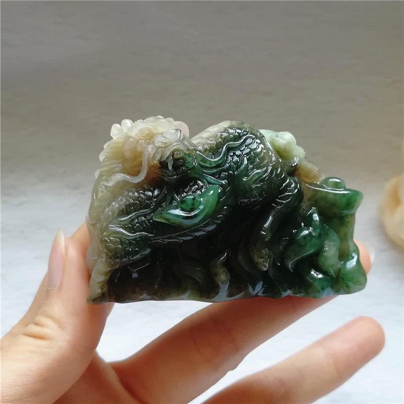 收藏天然玉石独山玉手把件南阳独玉麒麟把玩件苏工神兽小摆件送证