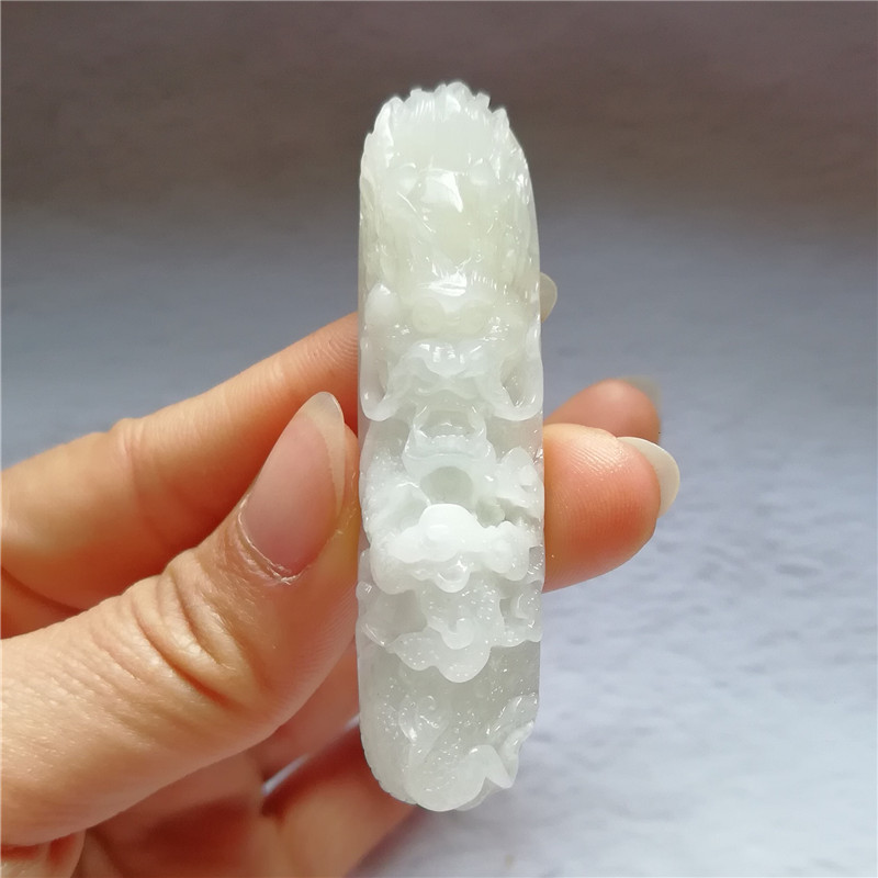收藏天然玉石南阳独山玉挂件冰种独玉生意兴隆吊坠生肖龙玉佩孤品