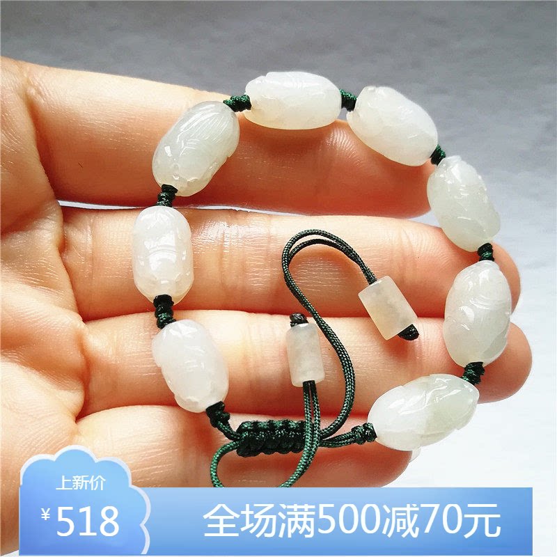 收藏天然玉石独山玉手链南阳玉冰种独玉貔貅手串神兽戒指DIY配饰