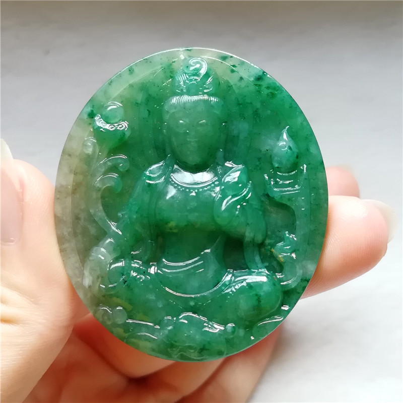 收藏天然白天蓝独山玉观音吊坠玉佩玉坠项链南阳独玉菩萨挂件附证