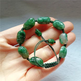 收藏天然玉石独山玉手链南阳玉独玉石圆珠子玉手串苏工貔貅手链秒