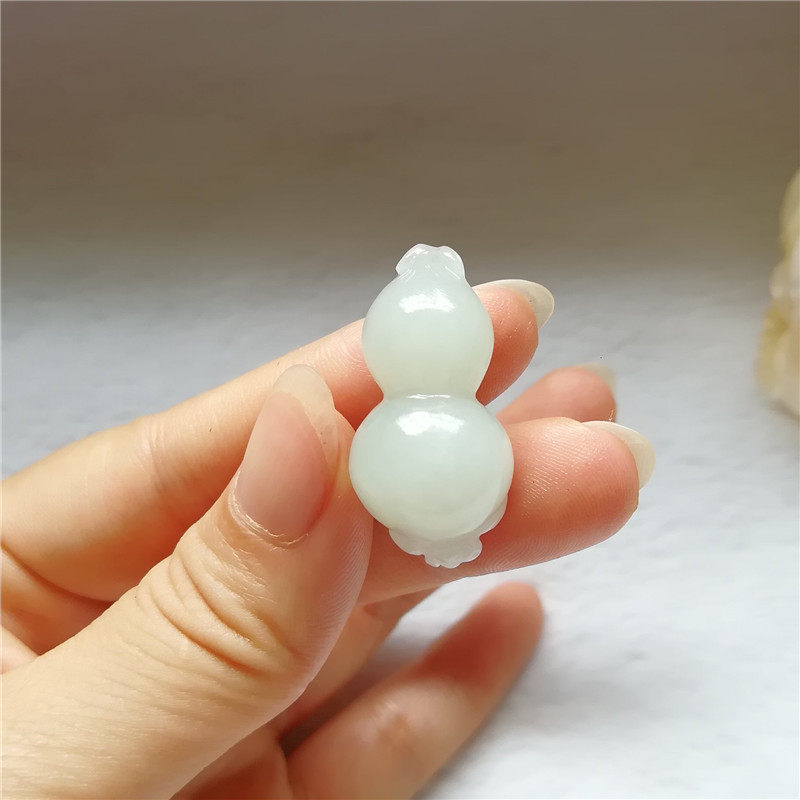 收藏天然玉石独山玉吊坠冰种独玉葫芦挂件福禄寿玉佩玉坠钥匙链秒