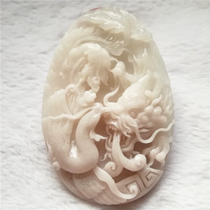 收藏天然玉石芙蓉红独玉吊坠苏工南阳独山玉龙凤呈祥玉坠玉佩送证