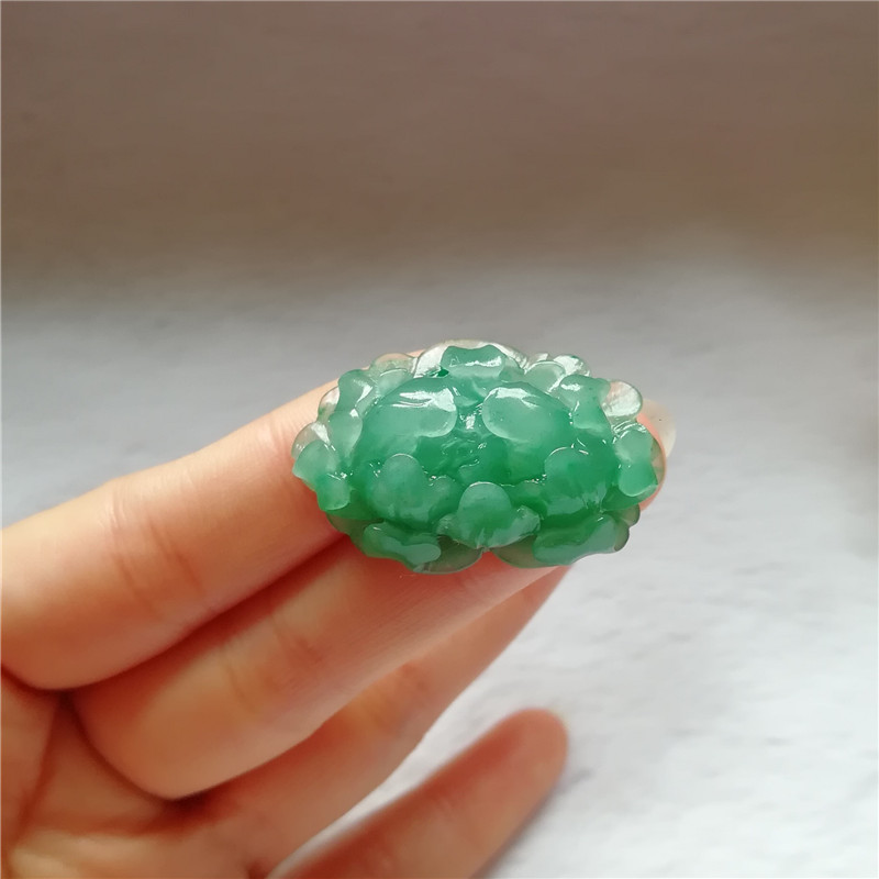 收藏天然独龙玉冰飘花牡丹花吊坠苏工花开富贵珠宝玉石挂坠毛衣链